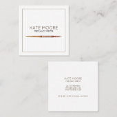ミニマルエレガントリストブラウン白ヴィンテージ作家 スクエア名刺 (正面/裏面)