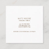 ミニマルエレガントリストブラウン白ヴィンテージ作家 スクエア名刺 (裏面)