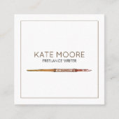 ミニマルエレガントリストブラウン白ヴィンテージ作家 スクエア名刺 (正面)