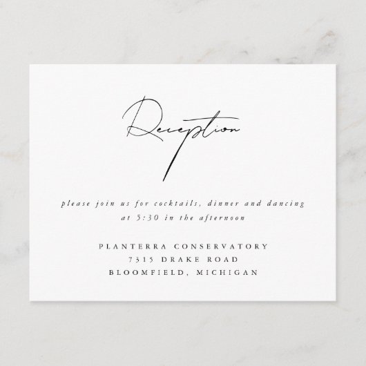 ミニマルエレガントリストブラックウェディングレセプション エンクロージャーカード (正面)