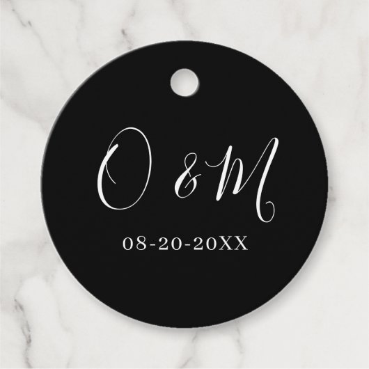 ミニマルエレガントリストブラッククラシックモノグラム結婚ズ フェイバータグ (正面)