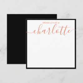 ミニマルエレガントリストブラックストリップコーラルスクリプト名N ノートカード