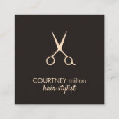 ミニマルエレガントリストブラックパステルシザーズヘア スクエア名刺 (正面)