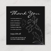 ミニマルエレガントリストブラックビジネスサンキューカード スクエア名刺 (正面)