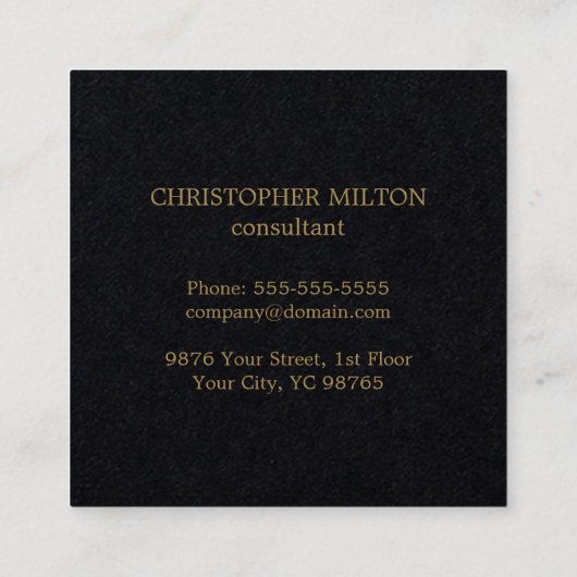 ミニマルエレガントリストブラックフェイク金ゴールドコンサルタント スクエア名刺 (裏面)