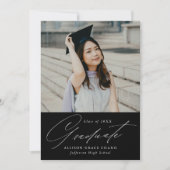 ミニマルエレガントリストブラックフォト卒業 案内状 (正面)
