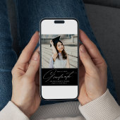 ミニマルエレガントリストブラックフォト卒業 案内状