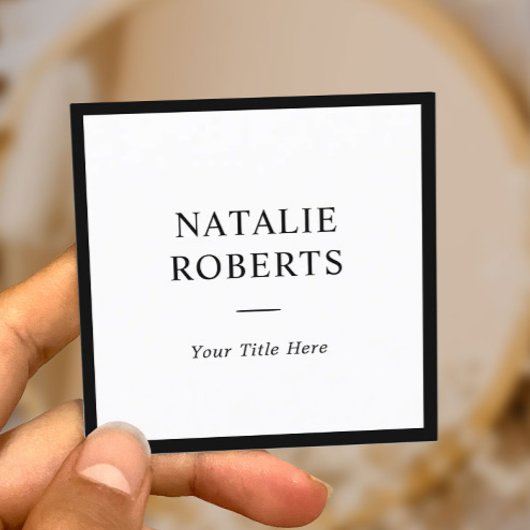 ミニマルエレガントリストブラックフレームプロフェッショナル スクエア名刺