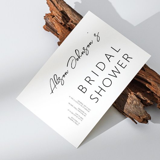 ミニマルエレガントリストブラックブライダルシャワー招待 招待状