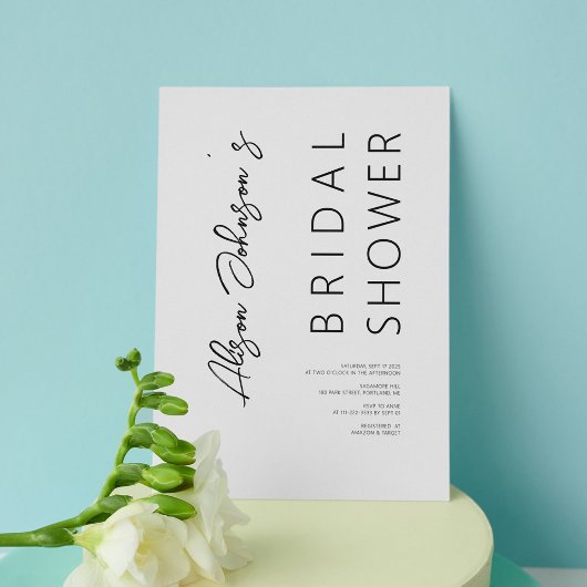 ミニマルエレガントリストブラックブライダルシャワー招待 招待状