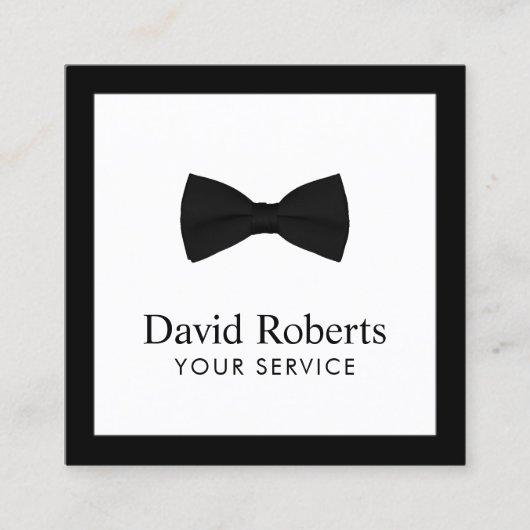 ミニマルエレガントリストブラックボウタイモダンチ スクエア名刺 (正面)
