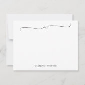 ミニマルエレガントリストブラックモノグラム書道 ノートカード (正面)