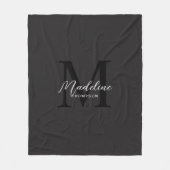 ミニマルエレガントリストブラックモノグラム フリースブランケット (正面)