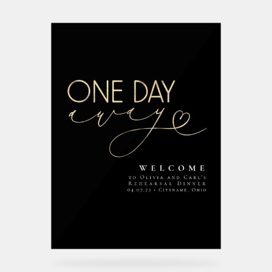 ミニマルエレガントリストブラックリハーサルディナーウェルカム アクリルサイン (正面)