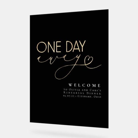 ミニマルエレガントリストブラックリハーサルディナーウェルカム アクリルサイン (傾斜)