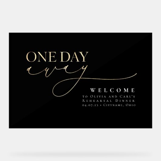 ミニマルエレガントリストブラックリハーサルディナーウェルカム アクリルサイン (正面)