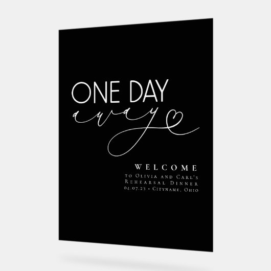 ミニマルエレガントリストブラックリハーサルディナーウェルカム アクリルサイン (傾斜)