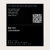 ミニマルエレガントリストブラック折り畳み名刺 名刺 (外部フラット)