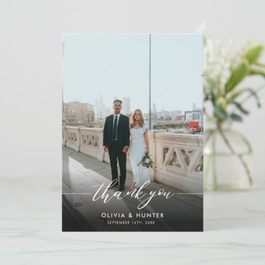 ミニマルエレガントリストブラック書道写真 サンキューカード (スタンド正面)