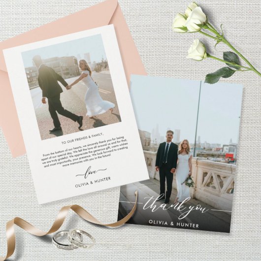 ミニマルエレガントリストブラック書道写真 サンキューカード