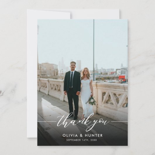 ミニマルエレガントリストブラック書道写真 サンキューカード (正面)