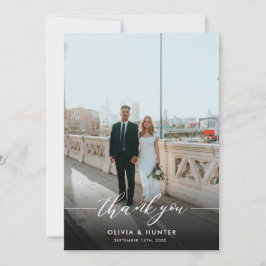 ミニマルエレガントリストブラック書道写真 サンキューカード