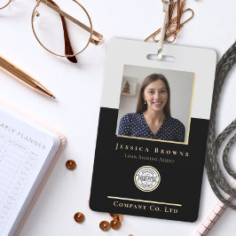 ミニマルエレガントリストブラック金ゴールドフォトロゴQRコード バッジ