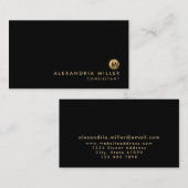 ミニマルエレガントリストブラック金ゴールドモノグラム 名刺 (正面/裏面)