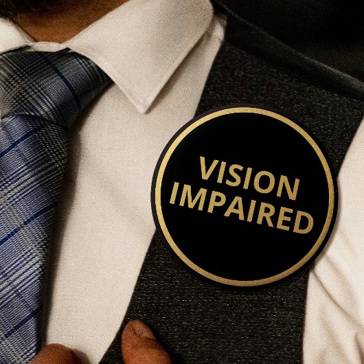 ミニマルエレガントリストブラック金ゴールド文字視覚障害 缶バッジ