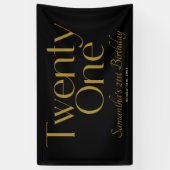 ミニマルエレガントリストブラック金ゴールド21歳の誕生日パーティー 横断幕 (縦)