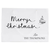 ミニマルエレガントリストブラック&ホワイトのメリークリスマス ラージペーパーバッグ (裏面)