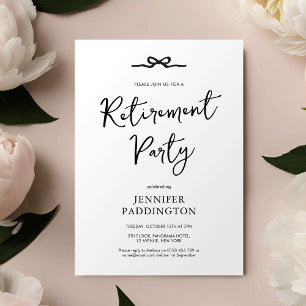 ミニマルエレガントリストブラック&ホワイトの退職パーティー 招待状