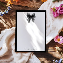 ミニマルエレガントリストブラック&ホワイトウォーターカラーボウ ノートカード