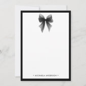 ミニマルエレガントリストブラック&ホワイトウォーターカラーボウ ノートカード (正面)