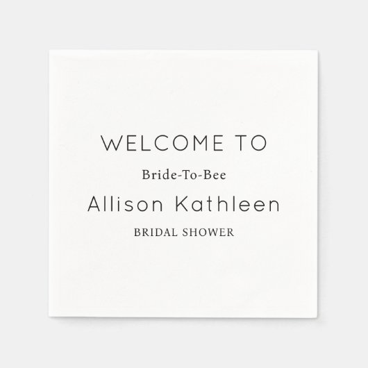 ミニマルエレガントリストブラック&ホワイトブライダルシャワー スタンダードカクテルナプキン (正面)