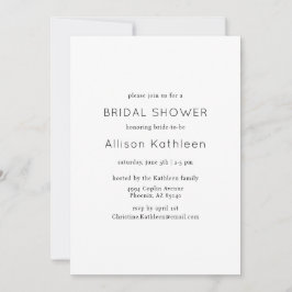 ミニマルエレガントリストブラック&ホワイトブライダルシャワー 招待状