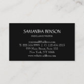 ミニマルエレガントリストブラック&ホワイトプロフェッショナル 名刺 (裏面)