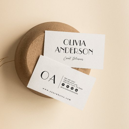 ミニマルエレガントリストブラック&ホワイトボホシックモダン 名刺