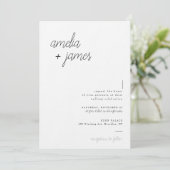 ミニマルエレガントリストブラック&ホワイト写真結婚ズ 招待状 (スタンド正面)