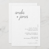 ミニマルエレガントリストブラック&ホワイト写真結婚ズ 招待状 (正面/裏面)
