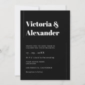 ミニマルエレガントリストブラック&ホワイト結婚ズ 招待状 (正面)
