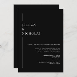ミニマルエレガントリストブラック&ホワイト結婚ズ 招待状
