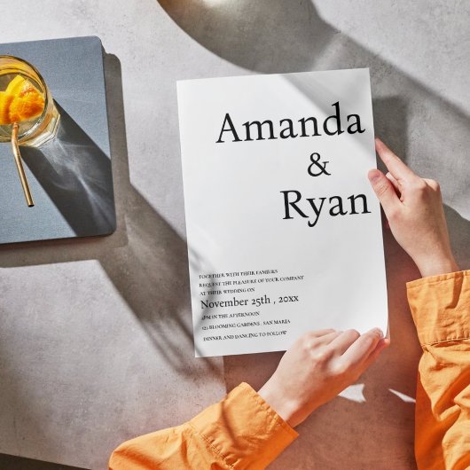 ミニマルエレガントリストブラック&ホワイト結婚ズ 招待状