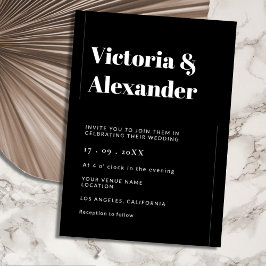 ミニマルエレガントリストブラック&ホワイト結婚ズ 招待状