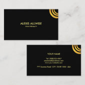 ミニマルエレガントリストブラック&メタリック金ゴールド 名刺 (正面/裏面)