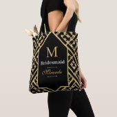 ミニマルエレガントリストブラック&金ゴールドモノグラカスタムム トートバッグ