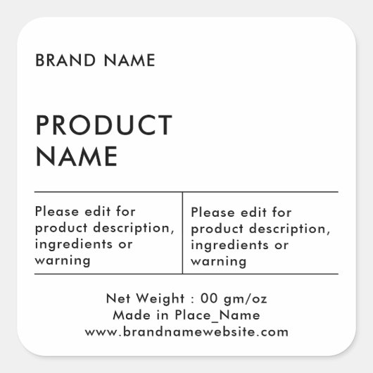 ミニマルエレガントリストブランド名の製品ラベル スクエアシール (正面)