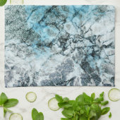 ミニマルエレガントリストブルーとグレー大理石 キッチンタオル (折り畳み)