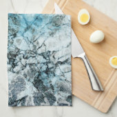 ミニマルエレガントリストブルーとグレー大理石 キッチンタオル (四つ折り)