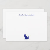 ミニマルエレガントリストブルーキャットフラットノートカード ノートカード (正面/裏面)